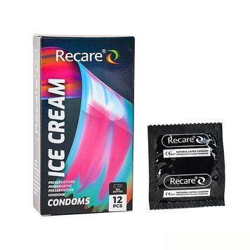 Презервативи Holographic Recare Ice Cream Big Dotted Condoms 12 шт, з пухирцями, аромат: морозиво SX3338 фото